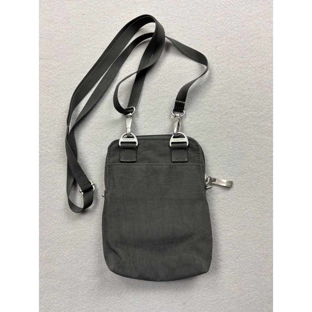 Baggalini Charcoal Gray Nylon RFID Bryant Pouch Mini Crossbody Travel Wallet Bag - Picture 3 of 8